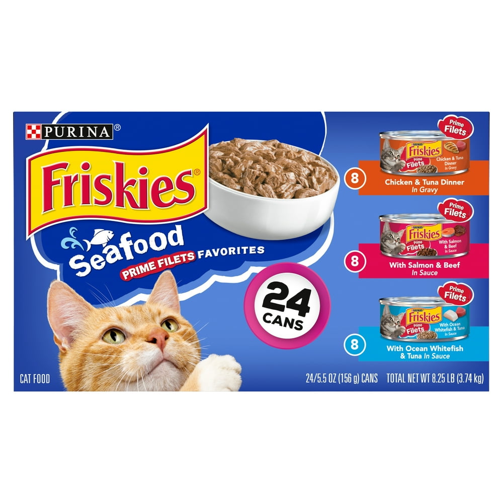 Purina Friskies Prime Filets Favorites Seafood Cat Food, 5.5 oz, 24