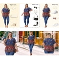 thumbnail image 4 of Agnes Orinda Women's Plus Size Boho Tops Floral Keyhole Neck Ruffle Short Sleeve Summer Casual Blouse 1X Beige, 4 of 8