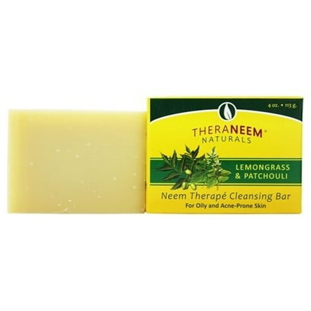 TheraNeem Organix Cleansing Bar For Oily & Acne-Prone Skin Lemongrass & Patchouli - 4 oz. by Organix South (PACK OF