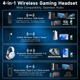 thumbnail image 4 of Froura Audífonos Inalámbricos para Juegos para PS5 PC Switch PC con Bluetooth 5.2, Audífonos para Juegos USB de 2.4 GHz con Micrófono Desmontable con Cancelación de Ruido, 40H, Cableado de 3.5mm para, 4 of 8