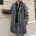 thumbnail image 5 of Alkepwun Mens Warm Faux Furry Long Coat Jacket Winter Solid V-neck Outerwear, 5 of 9