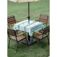 thumbnail image 4 of Outdoor Tablecloth with Umbrella Hole for Patio/Picnic/Party/Camping, Aqua Coastal Striped Waterproof Table Cloth Square Cover Washable, Modern Nautical Thin Stripes (60"x 60"), 4 of 9