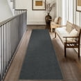 thumbnail image 2 of Garvee 2'x6' Modern Solid Color Runner Rug Minimalist Woven Textured Carpet, Washable Rug Non Slip Low Pile Indoor Mats for Hallway Bedroom Kitchen, Black Gray, 2 of 6