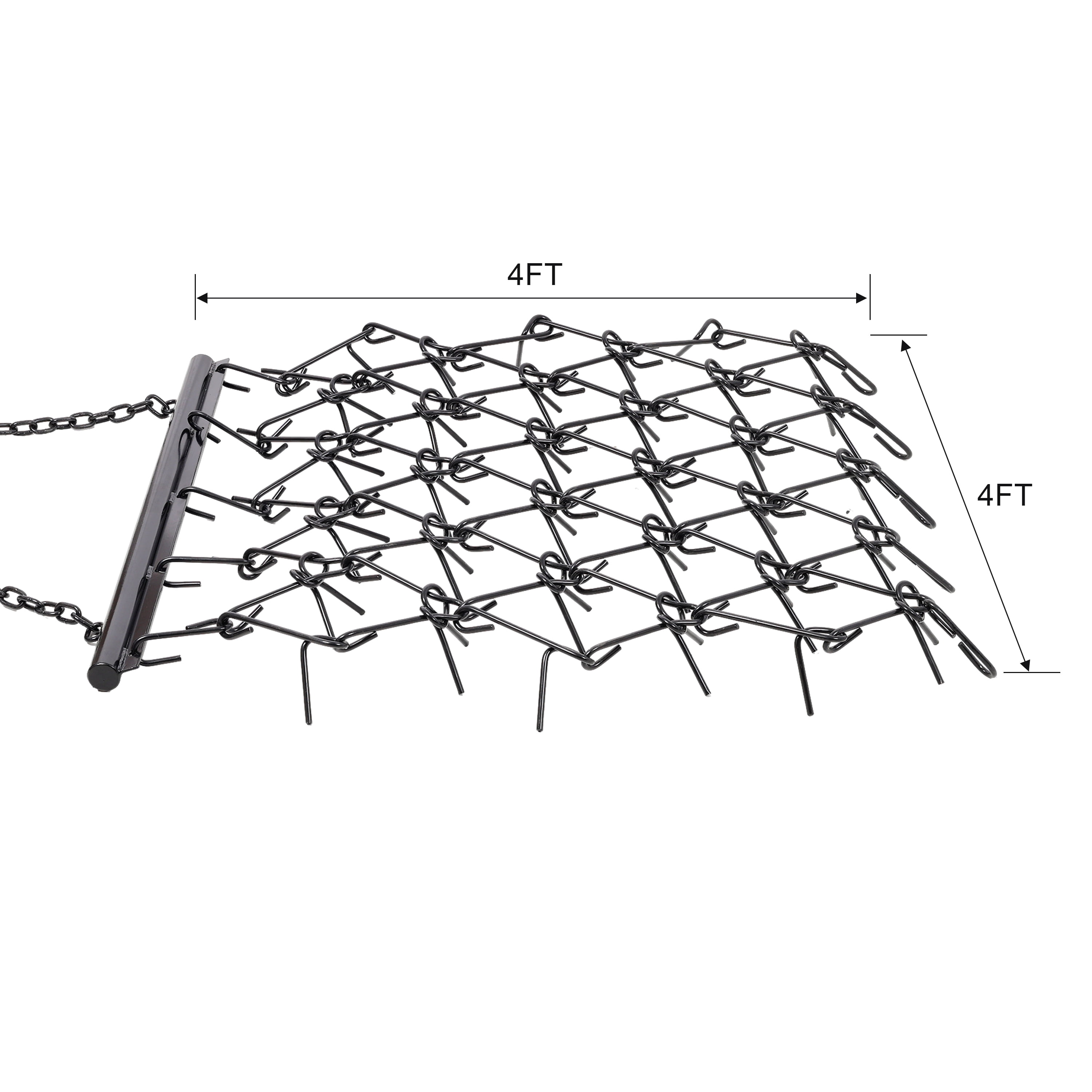 4FT Drag Harrow & Field Leveler, 6 Rows of Teeth, Heavy-Duty Steel, ATV/UTV Towable