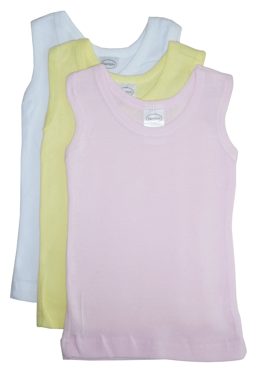 Bambini 100% Cotton Infant Girls Pastel Tank Top 3 Pack Baby Bodysuit Clothes 