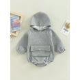 thumbnail image 2 of Bagilaanoe Newborn Baby Girl Boy Hooded Romper Sweatshirt Long Sleeve Bodysuit Fall Winter Pullover with Pocket 6M 12M 18M 24M Infant Casual Tee Tops, 2 of 8