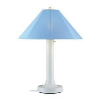 Patio Living Catalina Table Lamp 65647 with 3" bronze body and spectrum cilantro Sunbrella shade fabric-Color:Sky Blue/White