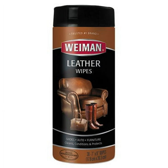 WEIMAN Leather Wipes, 7 x 8, 30/Canister, 4 Canisters/Carton (91CT)
