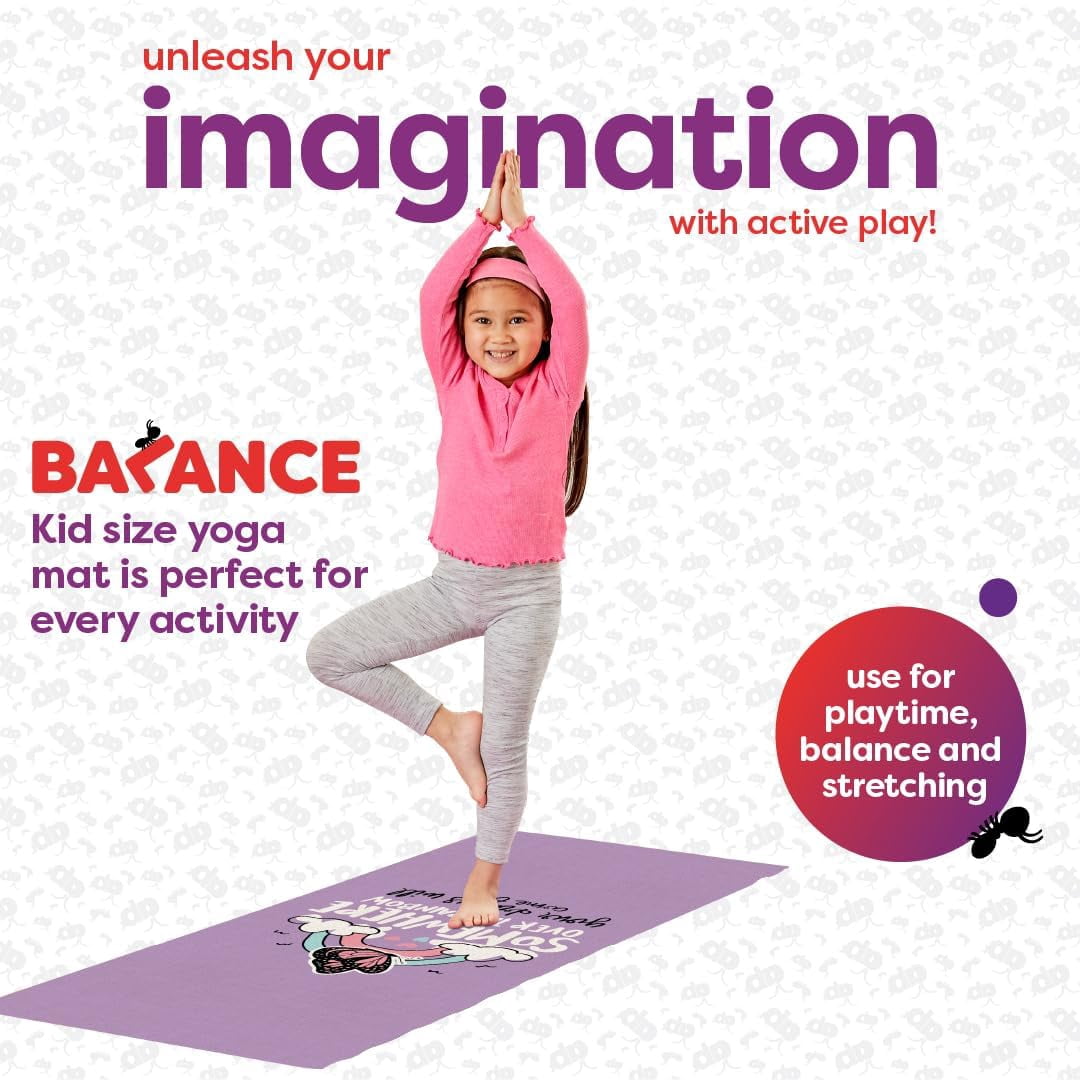 Antsy Pants Kids Yoga Mat - Yoga Mat for Kids, Yoga Mats for Home Workout, Travel Yoga Mat, Yoga Mat Non Slip, 60” x 24”, 3mm Free of Toxic Phthalates, Rainbow