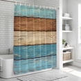 thumbnail image 5 of Farmhouse Light Blue Brown Shower Curtain, Waterproof Shower Curtains for Bathroom, Vintage Wooden Striped Washable Fabric Bathtub Curtain Set Bath Decor with 12 Hooks Stall 36"x72", 5 of 6
