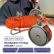 MUTUACTOR Neodymium Fishing Magnet 2400LBS Heavy Duty with Grappling Hook and 49 Feet(15m) Durable Rope, Strong Powerful Retriving Magnet with Gloves and Safty Box for Treasure Hunt in River, Lake
