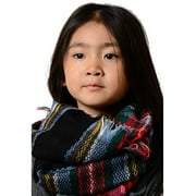 TD Collections Kids Flannel Infinity Scarf, 27" x 20", Black Green Red