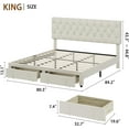 thumbnail image 2 of Garvee King Size Bed Frame with 2 Storage Drawers, Upholstered Platform Bed with Adjustable Tufted Headboard & Wooden Slats, No Box Spring Needed, Beige, 2 of 7