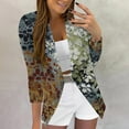 thumbnail image 4 of Women's Casual Printed Three Quarter Sleeve Open Front Notch Lapel Cardigan Style Work Coat, 4 of 6