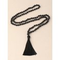 thumbnail image 4 of Collar Largo Boho con Borla, 108 Cuentas Negra para Meditación y Yoga, 4 of 6