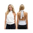 thumbnail image 2 of LMLYSoH Women's Summer Halter Tank Tops Dot Print Sleeveless Slim Fit Backless Cropped Vest for Party, 2 of 9