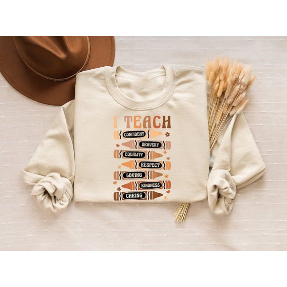 I Teach Confident Bravery Equality Sweatshirt, Black History Month Shirt, Melanin Teacher Sweatshirt, Black Lives Matter , Gift for Teacher