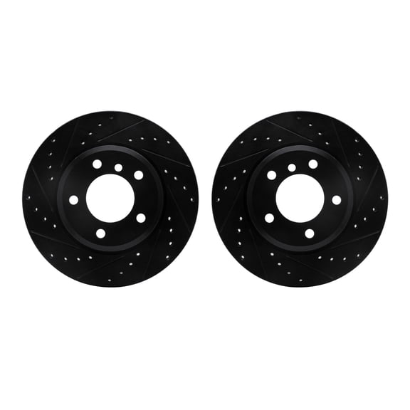 Dynamic Friction Company Front Brake Rotors-Drilled and Slotted-Black 8002-31016