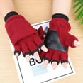thumbnail image 4 of Dosaele Insulated Warm Polar Fleece Convertible Mittens Flap Cover Fingerless Gloves, 4 of 19