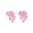 thumbnail image 2 of Cjfdfy Toddler Baby Girl Plaid Fall Outfits Lace Trim Long Sleeve Button Plaid Tops Elastic Pants Sets Soft Double Gauze Outfit Little Baby Gingham Fall Winter Outfit 0-3Y, 2 of 9