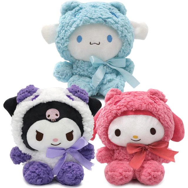 Paquete de 3 muñecas de peluche kawaii de anime, lindo juguete de peluche My Melody, regalo de fiesta de cumpleaños para niños y niñas fans Multicolor Multicolor Xishao Juguetes