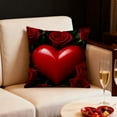 thumbnail image 4 of Valentine's Day 3D Red Heart Patterned Pillow Covers 18x18inch Romantic Blossom Roses Floral Decorative Linen Pillow Case Anniversary Wedding Decoration Square Cushion Cover for Sofa Couch Bed, 4 of 7