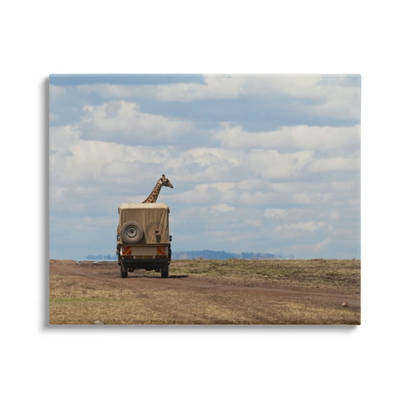 Stupell Industries Giraffe in Safari Vehicle Animals & Insects Photography Gallery Wrapped Canvas Art Print Wall Art, 20 x 16