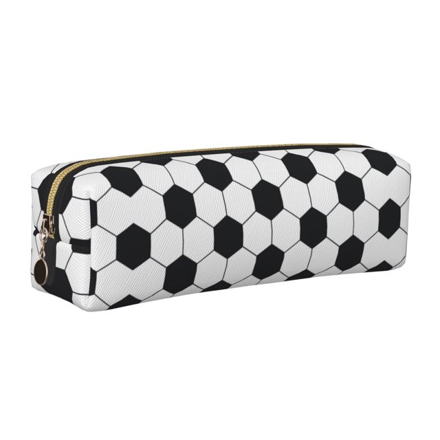 Easygdp Soccer Ball para Estuche de Lápices de Cuero, Estuche de Papelería de Cuero, Estuche de Gran Capacidad con Cremallera