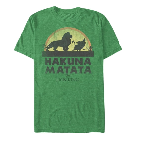 Men's Lion King Hakuna Matata Sunset Strut Graphic Tee Kelly Heather X Large