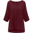 thumbnail image 3 of Winter EINCcm Womens Tops Plus Size 3/4 Sleeve O Neck Ruffle Casual Loose Plain T-Shirts, Summer Fall Womens Basic Tunic Tops Pullover Blouses Tees Shirts, 3 of 4