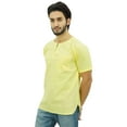 thumbnail image 5 of Atasi Men's Short Yellow Kurta Cotton Casual T-Shirt Ethnic Tunic-Small, 5 of 7