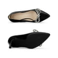 thumbnail image 5 of BLISSFUL STEP Women's Rhinestone Crystal Bow Pointy Toe Stiletto Heel Pumps Black 6.5, 5 of 8