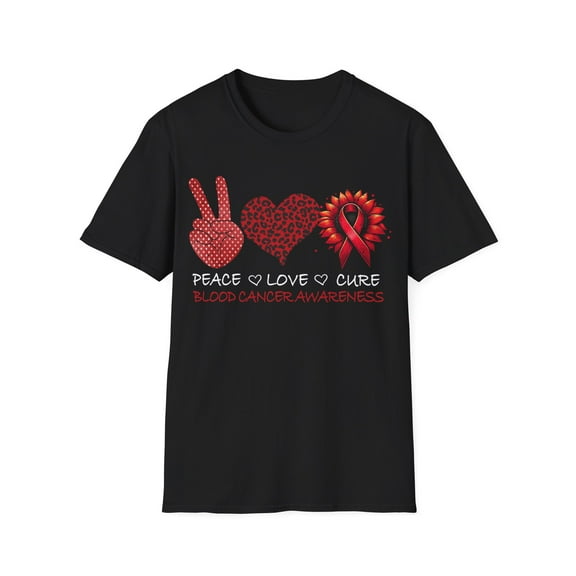Peace Love Cure Blood Cancer Awareness Month Red Ribbon TShirt