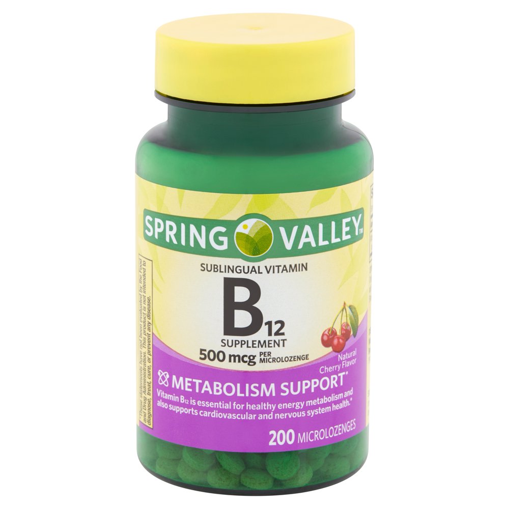 Spring Valley Vitamin B12 Microlozenges, 500 mcg, 200 Count Walmart
