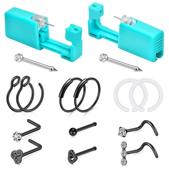 Briana Williams Trousse de Perçage de Nez, Pistolet de Perçage de Nez Auto-Adhésif Jetable Trousse de Perçage de Nez avec Acier Inoxydable 316L