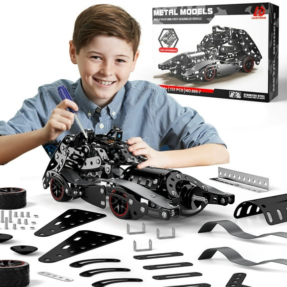 KukuFun STEM Building Projects Model Car Set for Boys Kids 8 9 10 11 12 Years Old, Metal Building STEM Kits Toys Science Set for Vehicle Fan