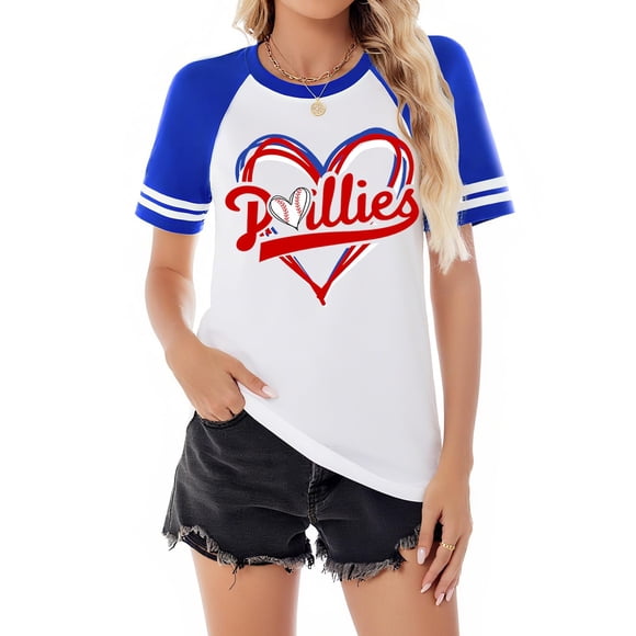 Camiseta de Béisbol Talovee para Mujer Día del Juego Azul-03 Talla S