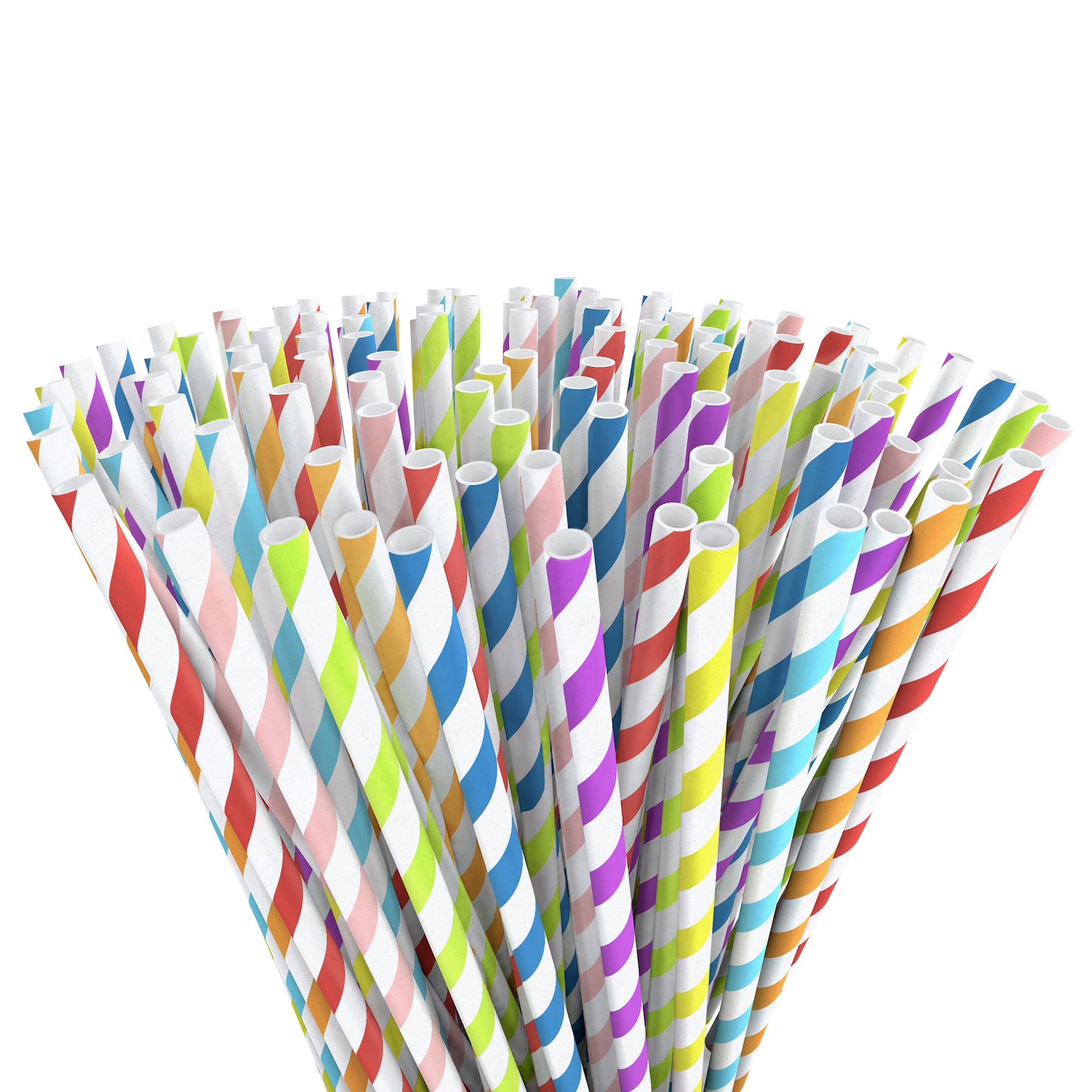 EcoEarth Paper Straws Mega 200 Pack, MultiColor Biodegradable Party