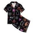 thumbnail image 4 of NIEWTR Kids Halloween Pajamas Halloween Loungewear Short Sleeve Lapel Top and Shorts Homewear Girls' Pajama Sets, 4 of 5