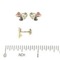 thumbnail image 3 of 18k Solid Yellow Gold Pink White and Blue Zirconia Heart shapes Covered Screwback Earrings, 3 of 4
