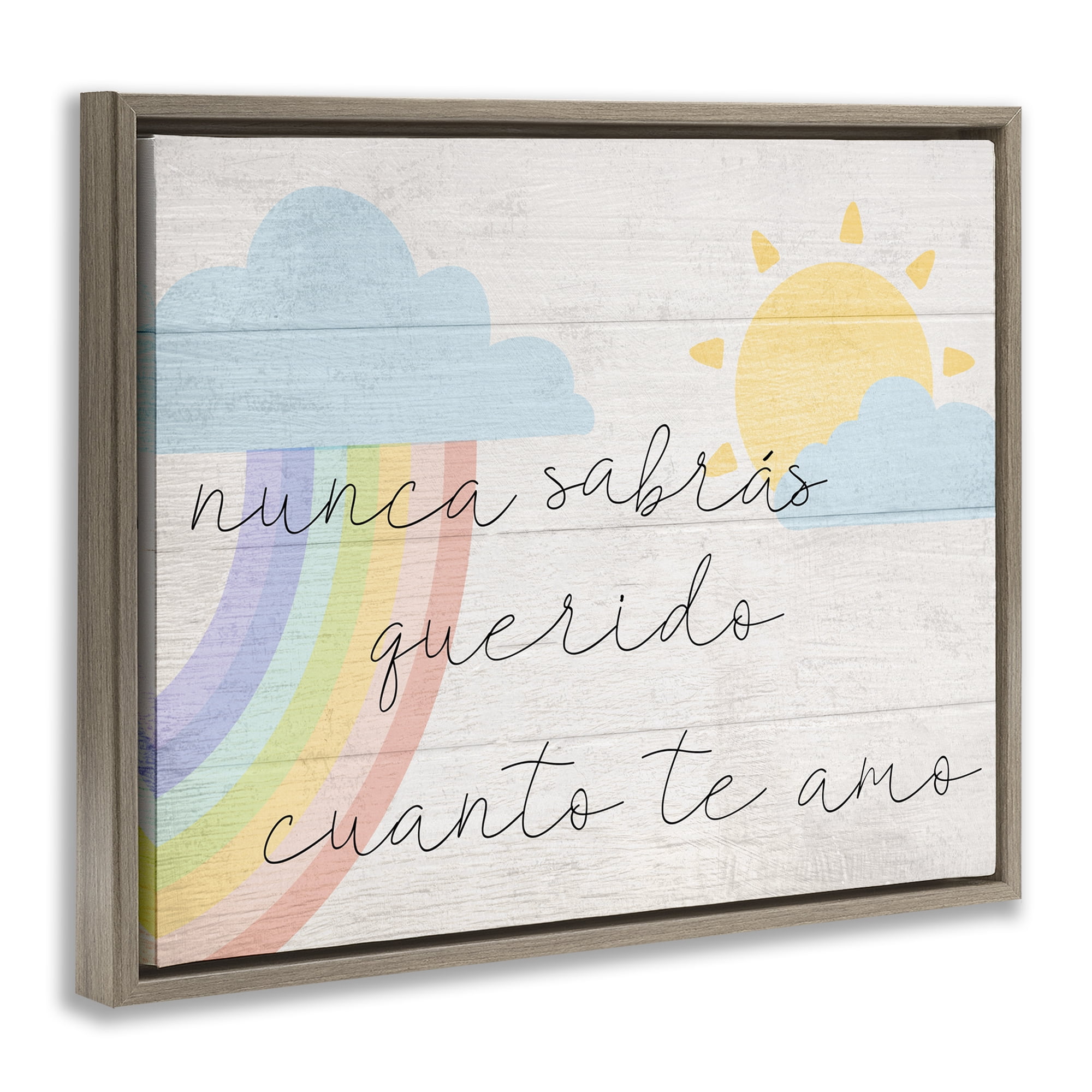 Stupell Industries Querido Cuanto te Amo Inspirational Quotes & Sayings Painting Brown Floater Framed Art Print Wall Art, 21 x 17