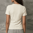 thumbnail image 4 of Womens Casual Blouse T Shirt Short Sleeve V Neck Wrap Ruched Slim Fit Solid Color Top L, 4 of 4