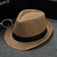 thumbnail image 3 of Sombreros unisex de ala corta para hombres y mujeres + sombreros de paja, sombreros de malla refrescante, sombreros de moda, sombreros clásicos de ala corta Panamá Jazz Hat, 3 of 5