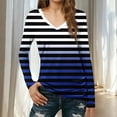thumbnail image 2 of Women's Slim Fit V Neck Long Sleeve Tops Shirts Blouses Striped Pattern Casual Daily Wear Business Office Work Fashion Essential Gift for Women | CSEONE,Black XL, 2 of 9