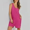 thumbnail image 5 of Summer 2025 Short Jumpsuits for Women Casual Rompers Sleeveless Loose Spaghetti Strap Shorts Overalls Jumpers with Pockets Hot Pink,XXL, 5 of 7
