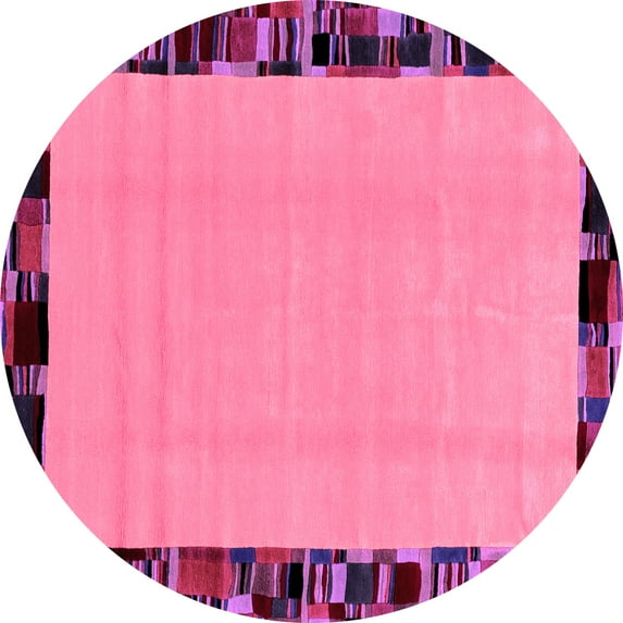 Ahgly Company Indoor Round Abstract Pink Modern Area Rugs, 5' Round