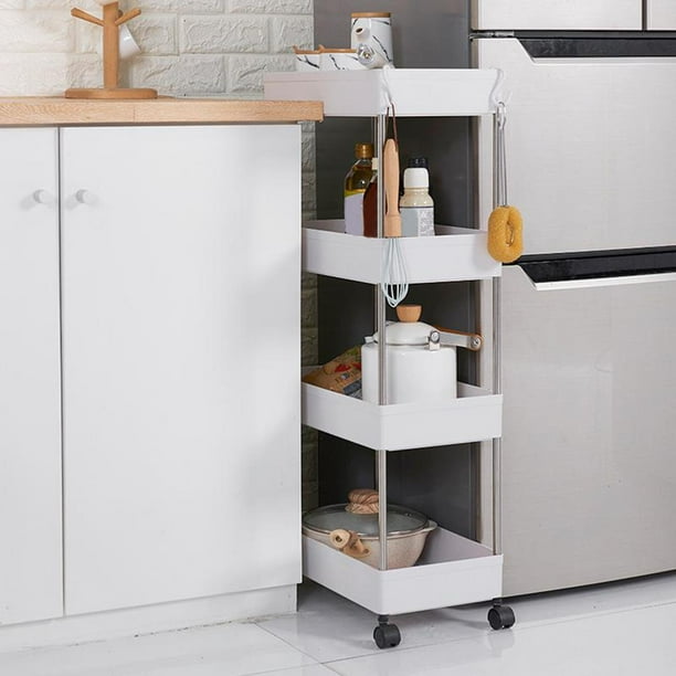 Bathroom Storage Rack Cabinet Living Room Shelf Home Furniture Fruits Movable Wheels Narrow Narrow 3 Tier