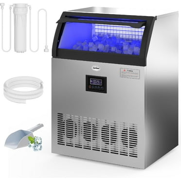 Sunvivi Commercial Ice Maker Machine, 265LBS/24H, 55LBS Storage Bin, Stainless Steel Under Counter Ice Machine for Restaurants, Bars, and Home Use, Includes Water Filter, Scoop, and Hose