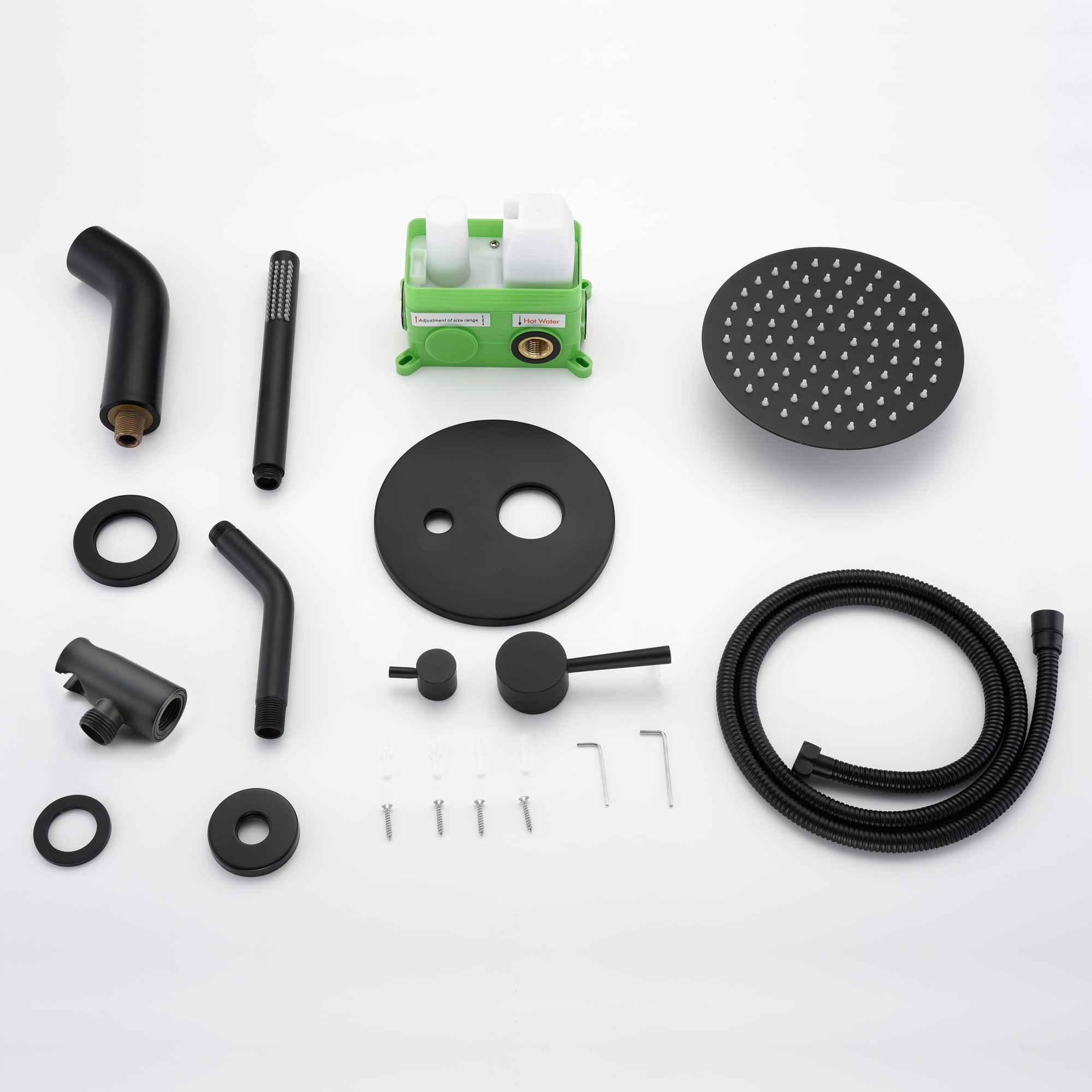 Sumerain Matte Black Rain Shower System Set with Waterfall Tub Spout