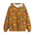 thumbnail image 2 of Outfits for Boys Girls, Kids Dinosaur Hoodies Long Sleeve Girls Boys Hooded Sweatshirt with Pocket Pullover Top Fall Winter Clothes 4-14T (7 Years, Brown), 2 of 4